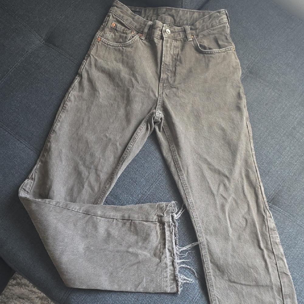 Zara Men's Slim Straight Jeans in Washed Gray-Brown